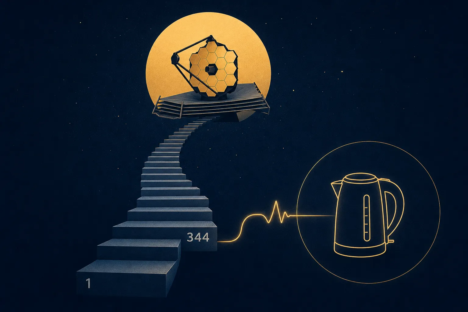 344 steps stood between the James Webb Space Telescope and total failure — any one could have ended it — and the telescope that survived them all now runs on less power than a household kettle, a mill