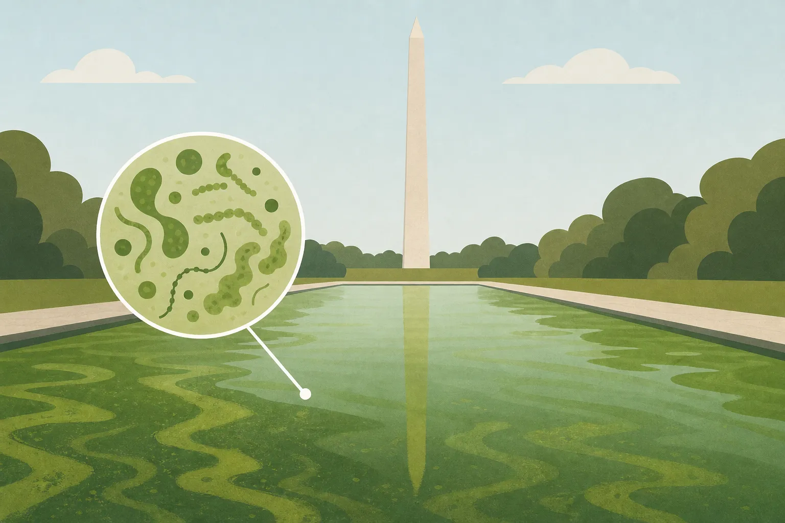Algae turns reflecting pool green after repainting. Here's why : NPR