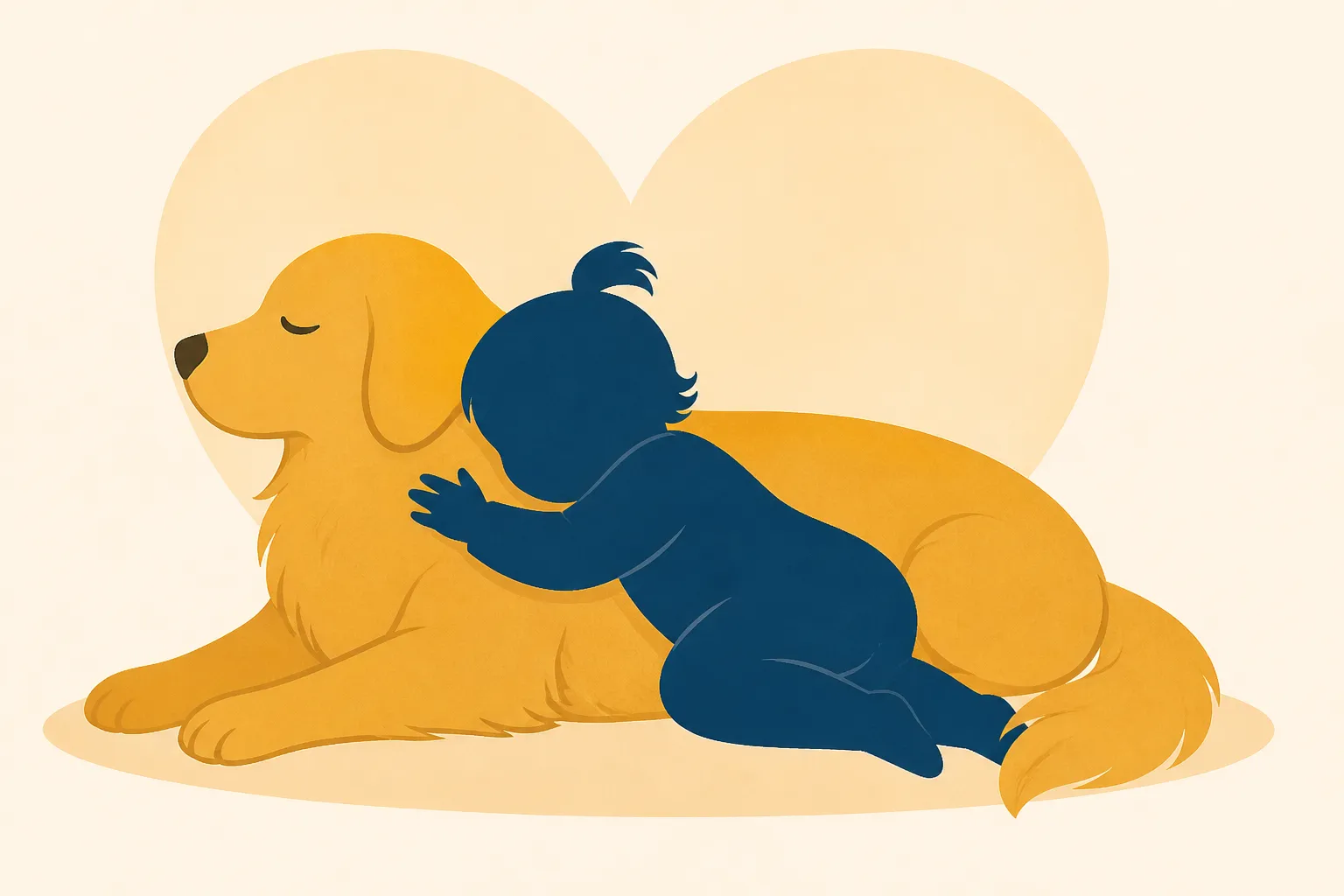 Toddler Hugs Golden Retriever, Then Lies Down Next to Him Like It’s the Safest Place She Knows